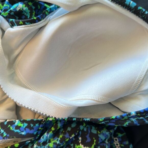 Speedo Women's Blue Multicolor Front Deep V Neck Open Back Swimsuit 18 - Picture 6 of 9